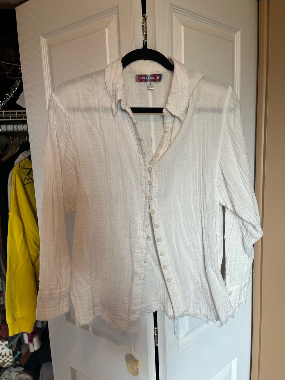 Urban Outfitters White Button-Up Gauze Blouse